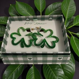 Betsey Johnson Green Shamrock Earrings
